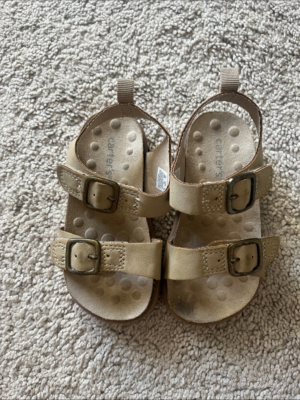 Carter's Little Kids Double Buckle Sandals in Tan